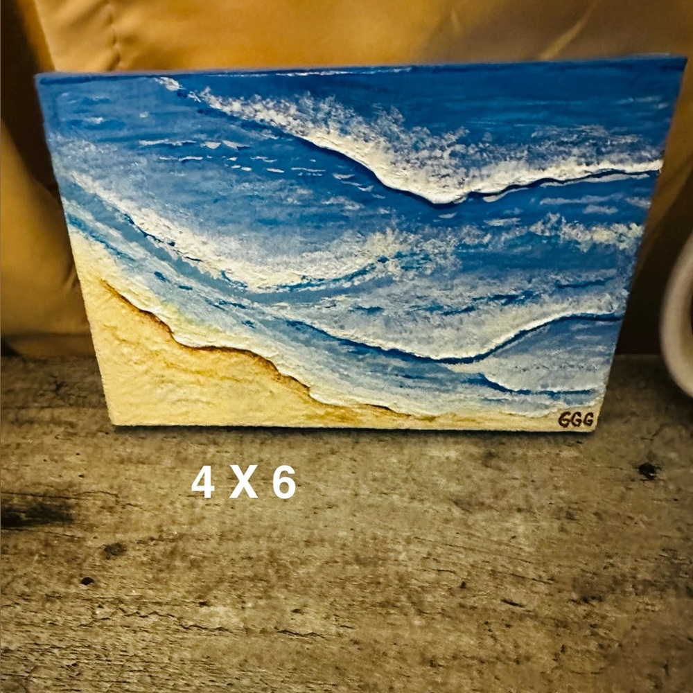 Ocean Shore Textured Coastal Breeze Abstract Canvas Painting 4 X 6 
Isaiah 43:2